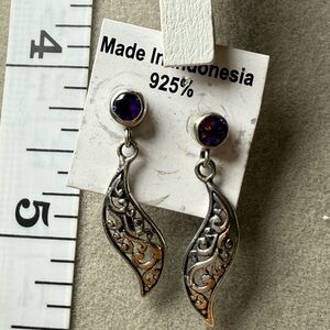 925 Sterling Silver and amethyst Dangle Earrings